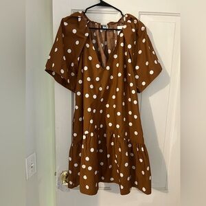 A New Day Brown Dress with White Dots